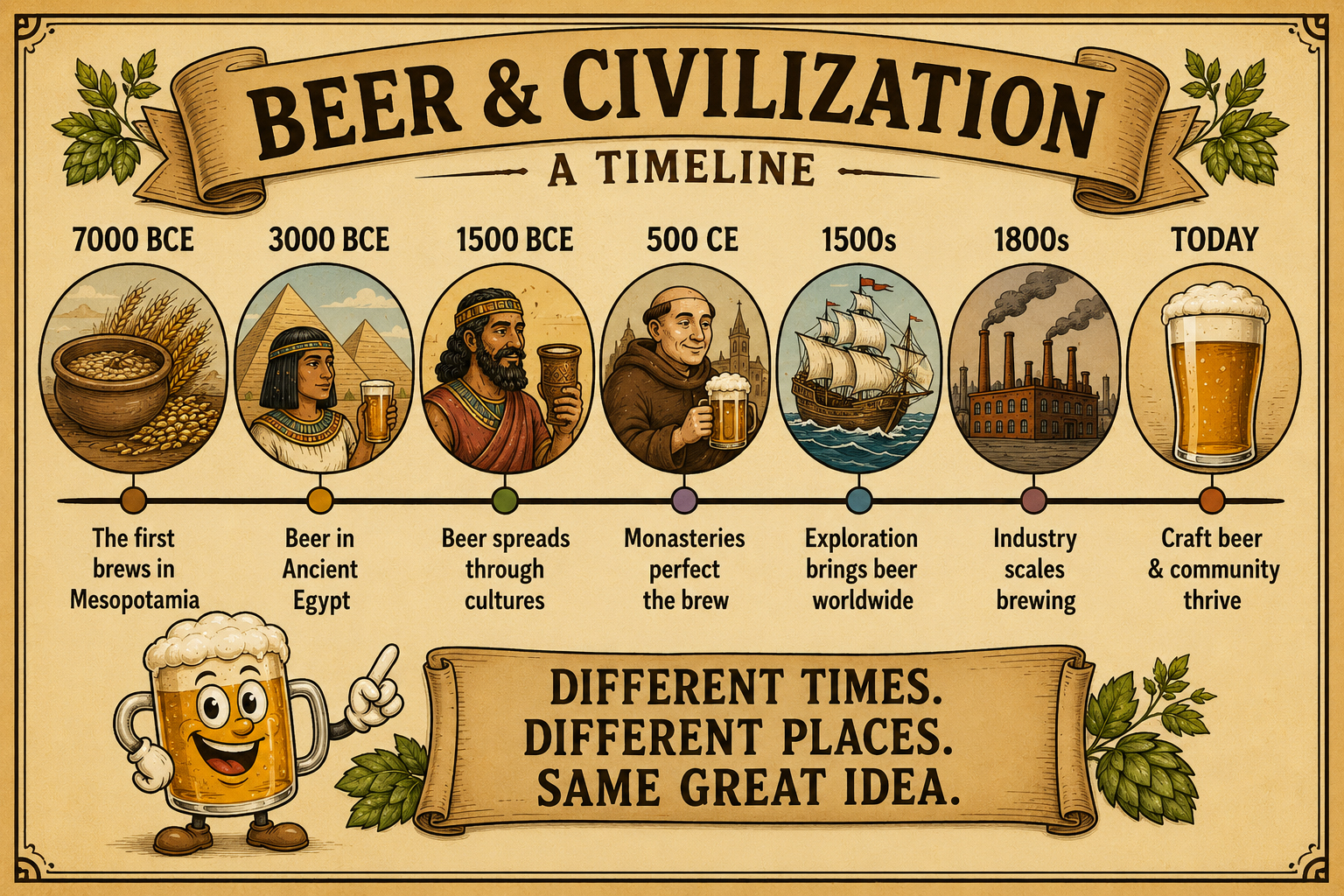 Beer and civilization timeline infographic