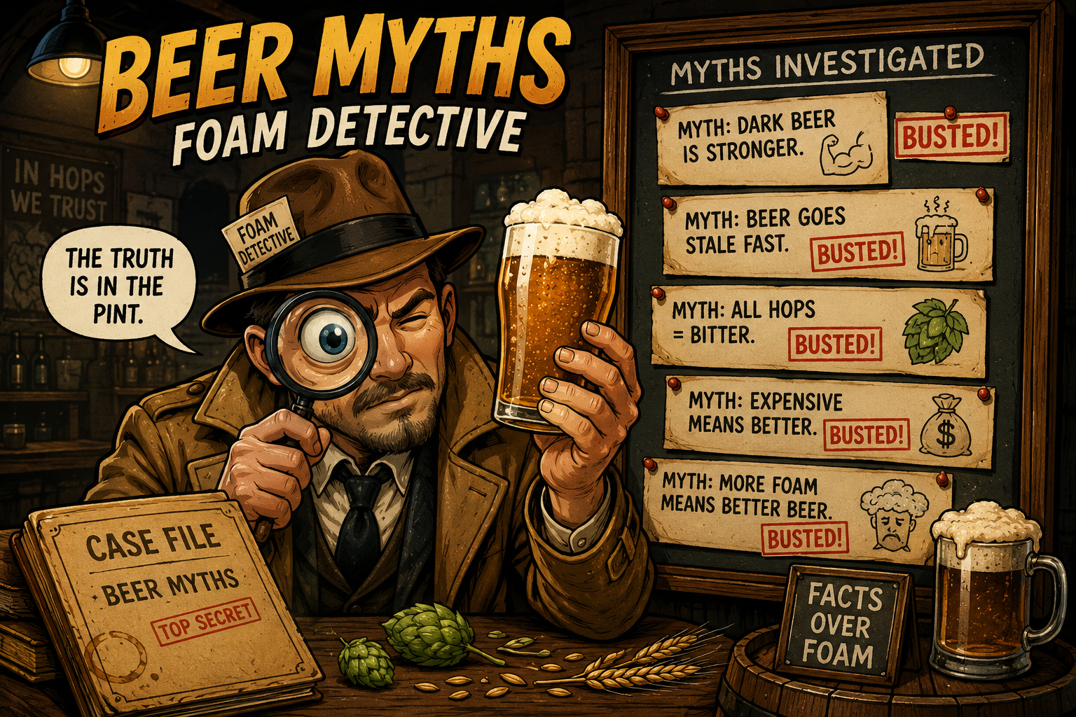 Foam Detective investigates beer myths with a magnifying glass
