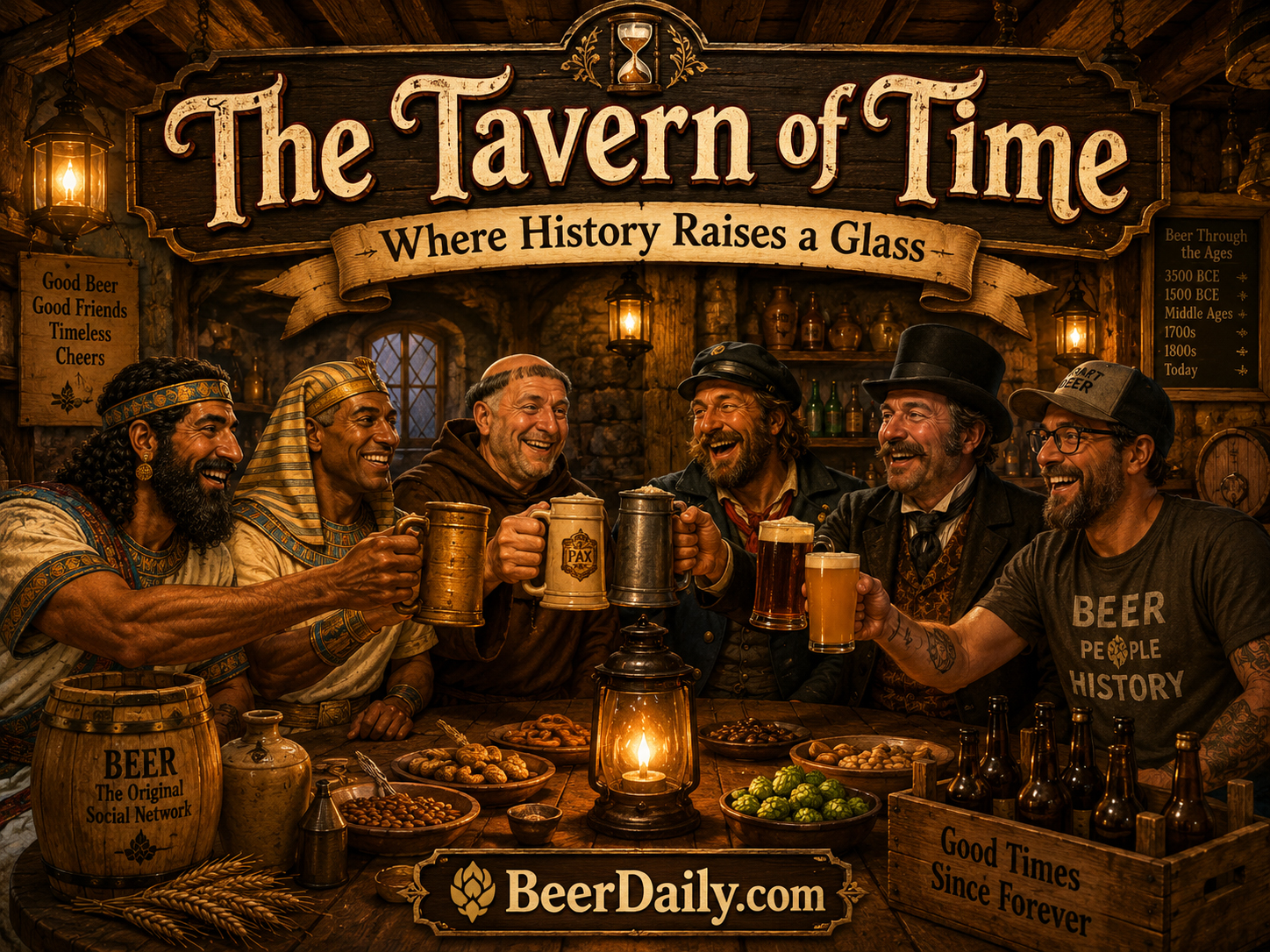 The Tavern of Time where BeerDaily history characters gather for a funny responsible history party